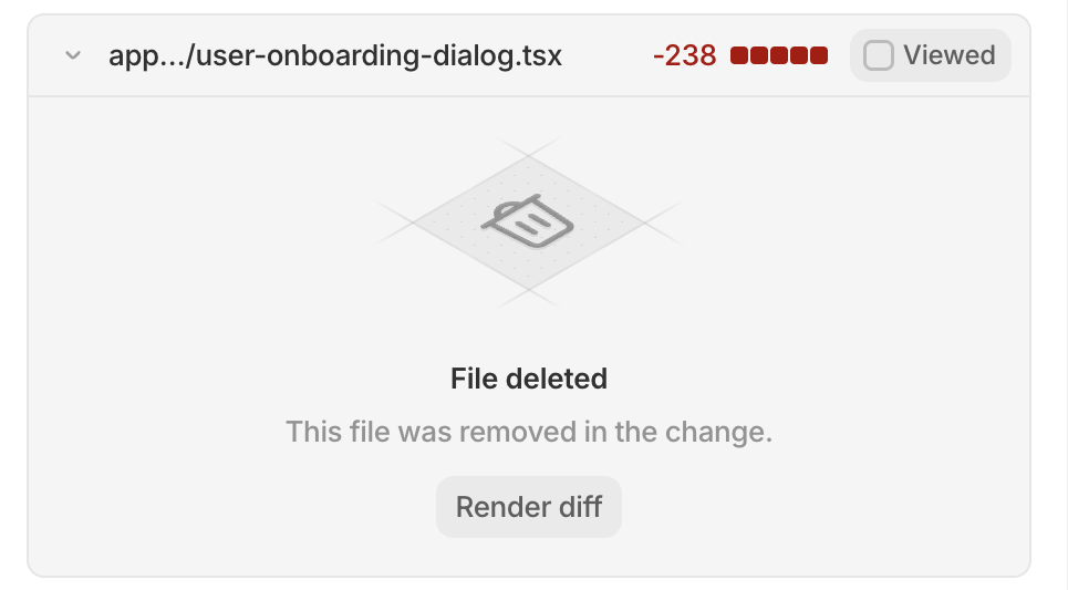 Empty states when reviewing diffs